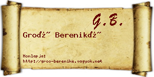 Groó Bereniké névjegykártya